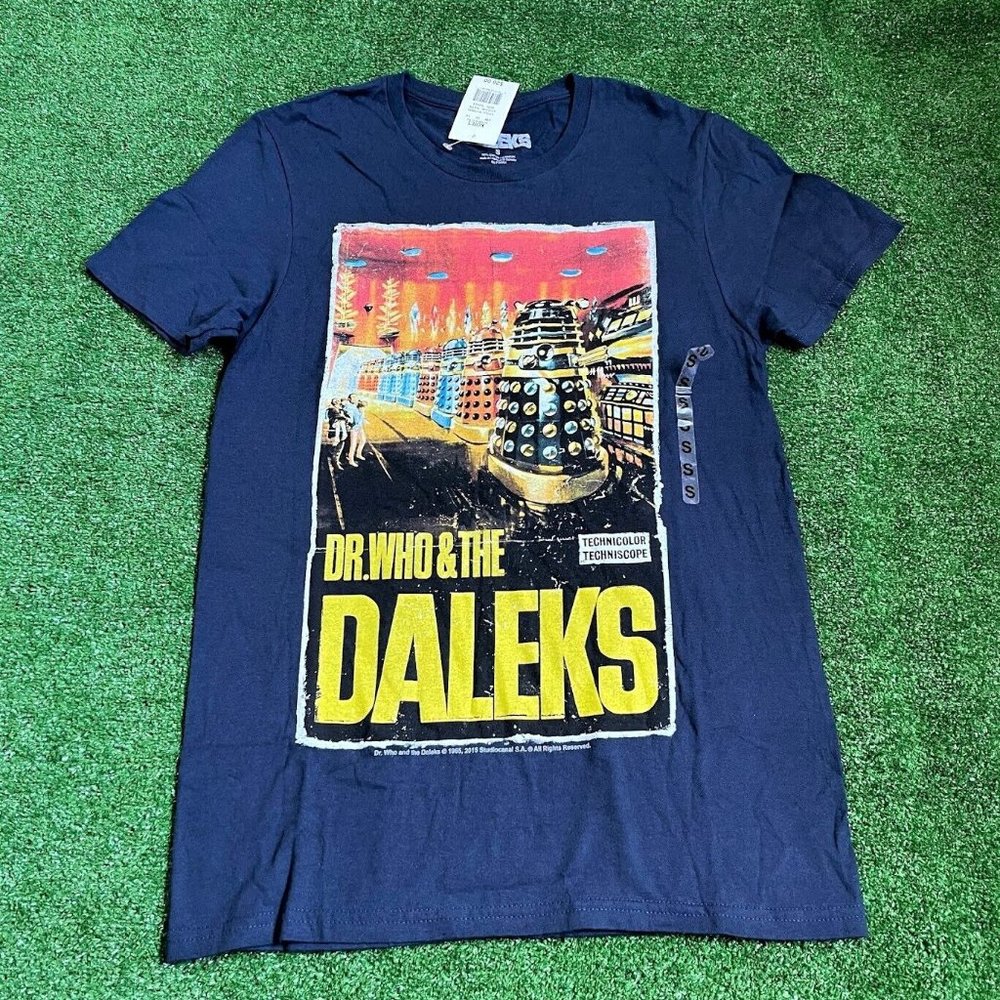 Dr. Who & The Daleks Short Sleeve Crew Neck Graphic Colorful T-Shirt Size S NEW